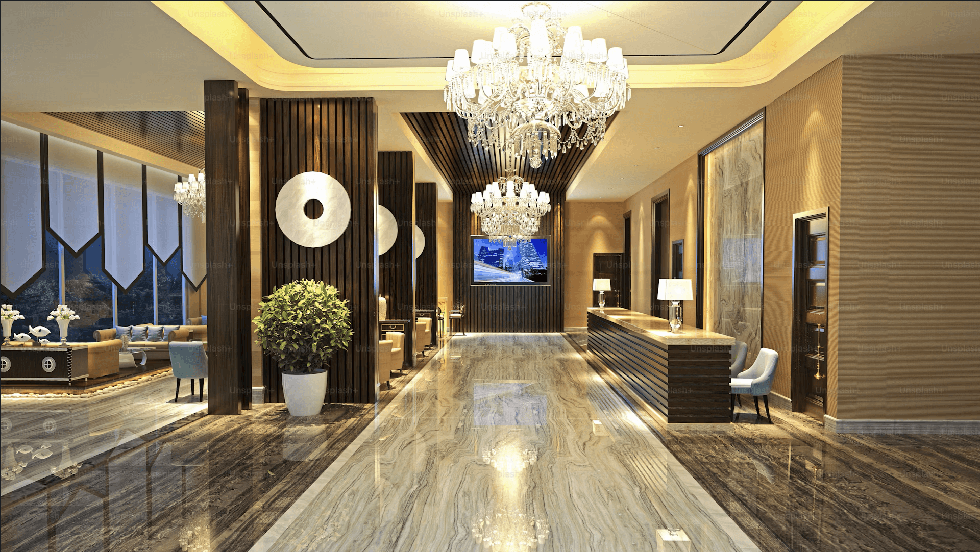 Hotel lobby application scene